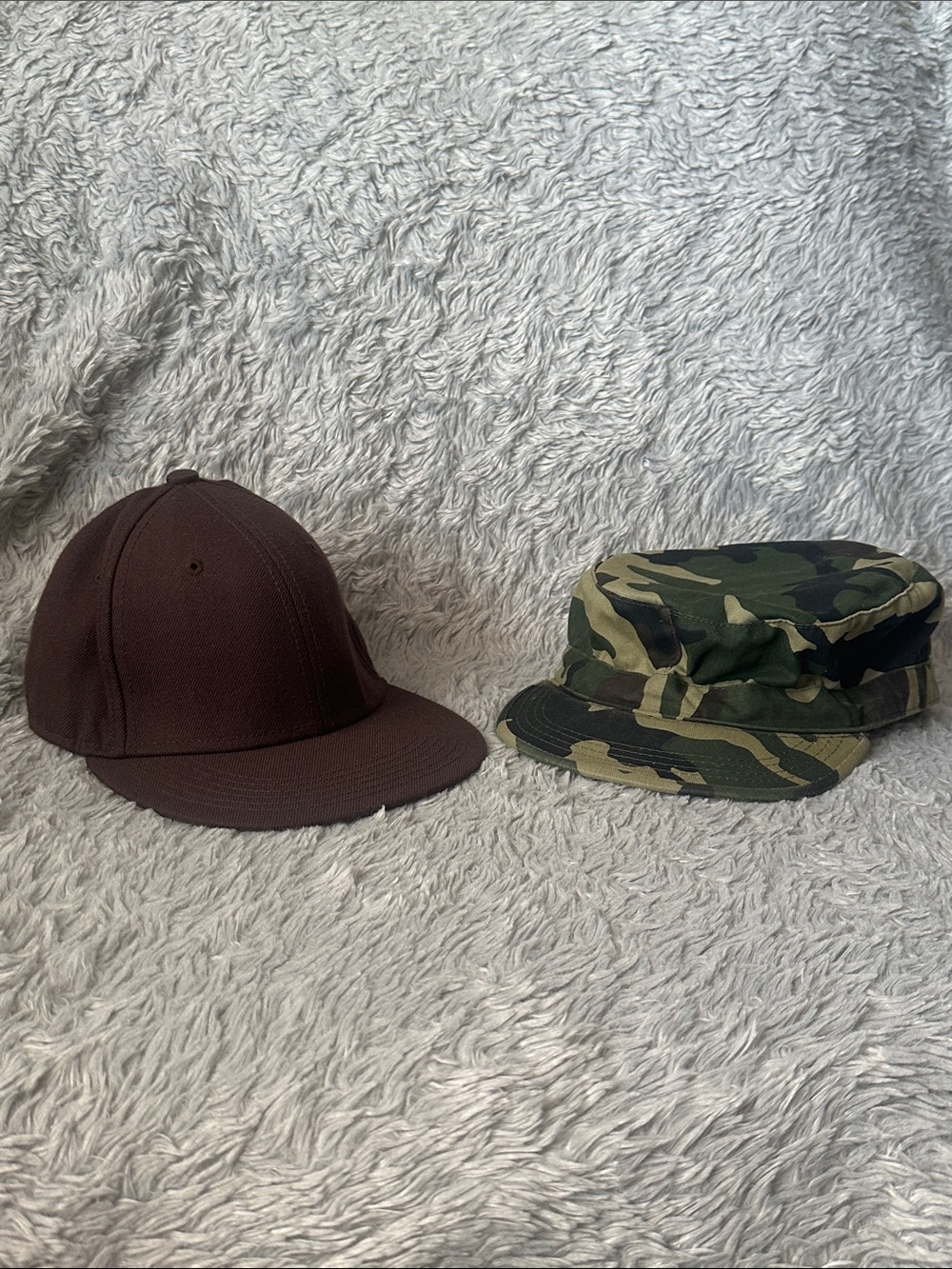Brown Baseball Cap & Green Camo Military Cap - Men’s Two-Pack
